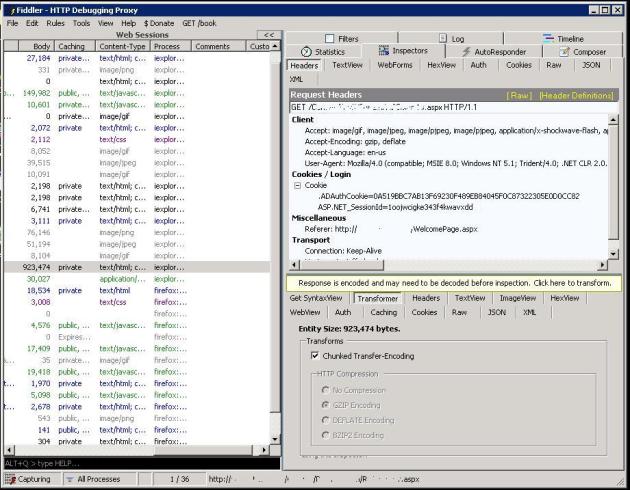 View compression status in Fiddler