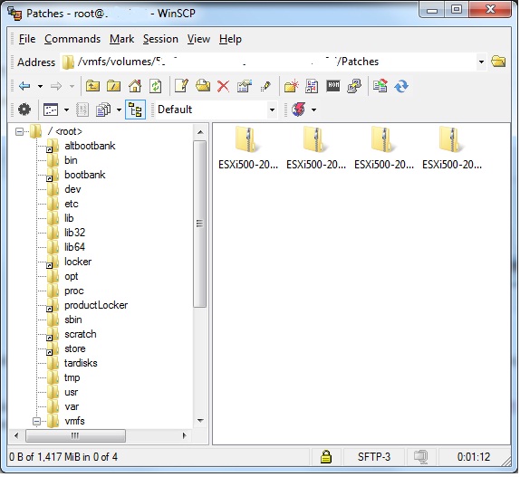 Create a folder and upload patches using WinSCP